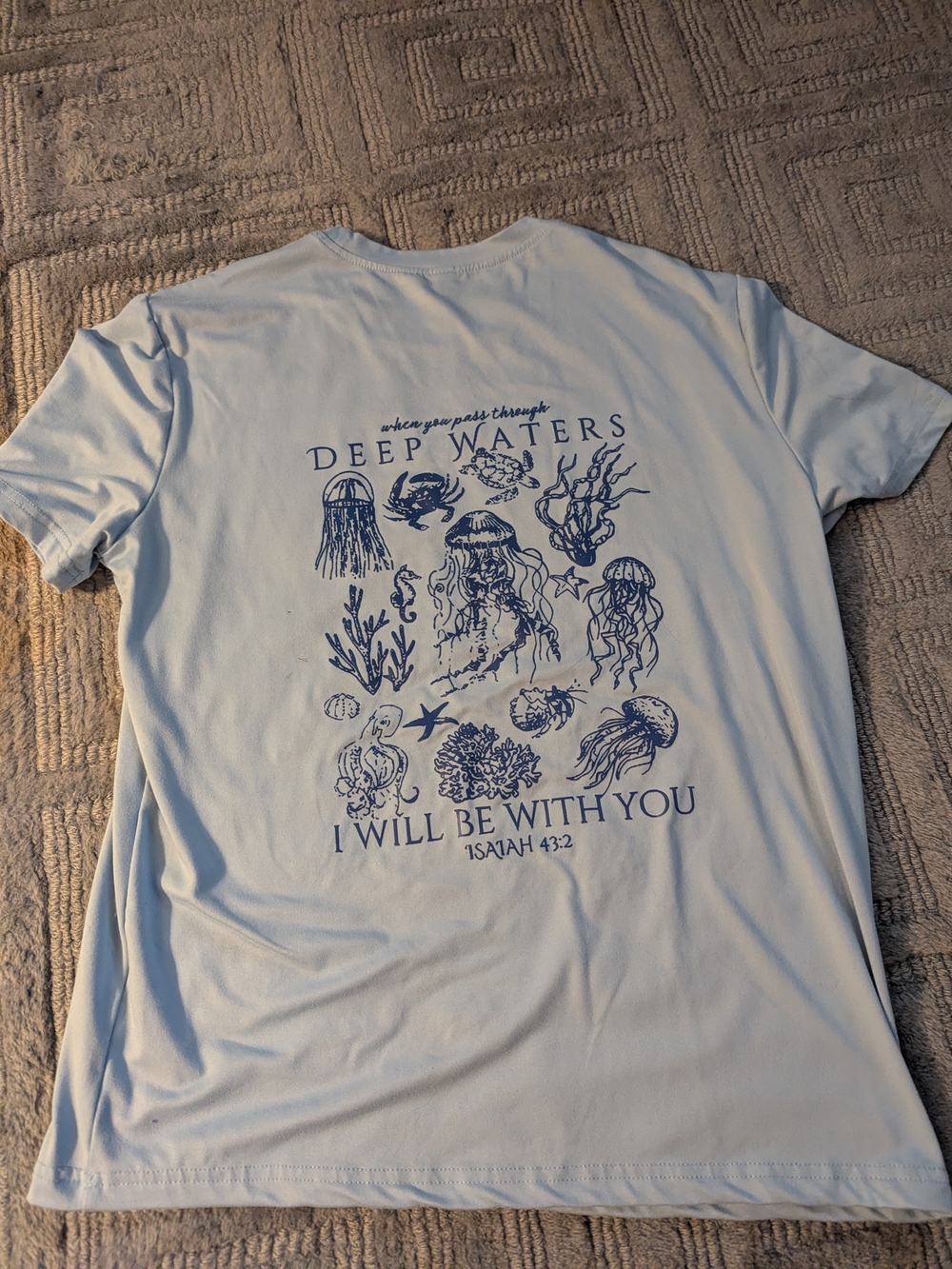 Deep Waters Light Blue Graphic Tee - I Will Be With You